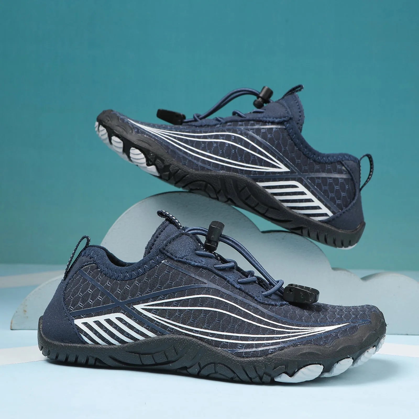 Children's wading swimming shoes with elastic closure and rubber sole in multiple colour options