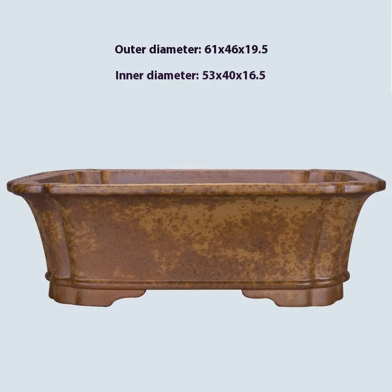 Purple sand ceramic rectangular flowerpot with double pumping angle design for floor placement
