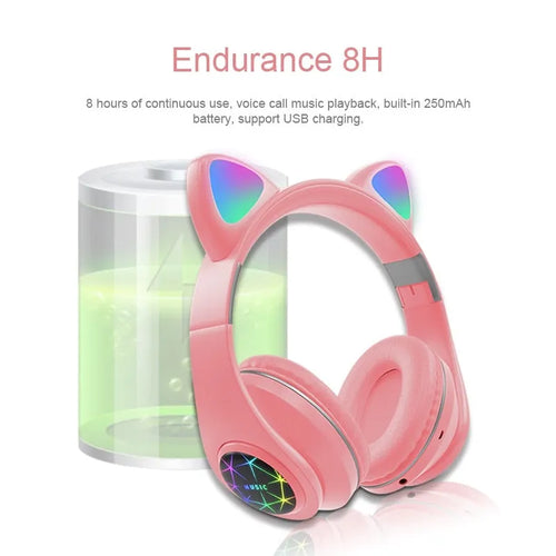 Wireless Bluetooth sports headphones with cat ear design in six colour options