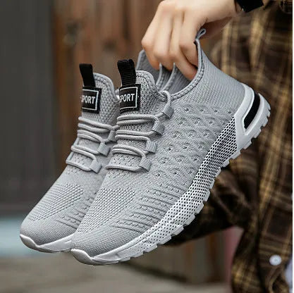 Men's casual mesh shoes in solid colours including army green, khaki, black, white, light grey and dark grey