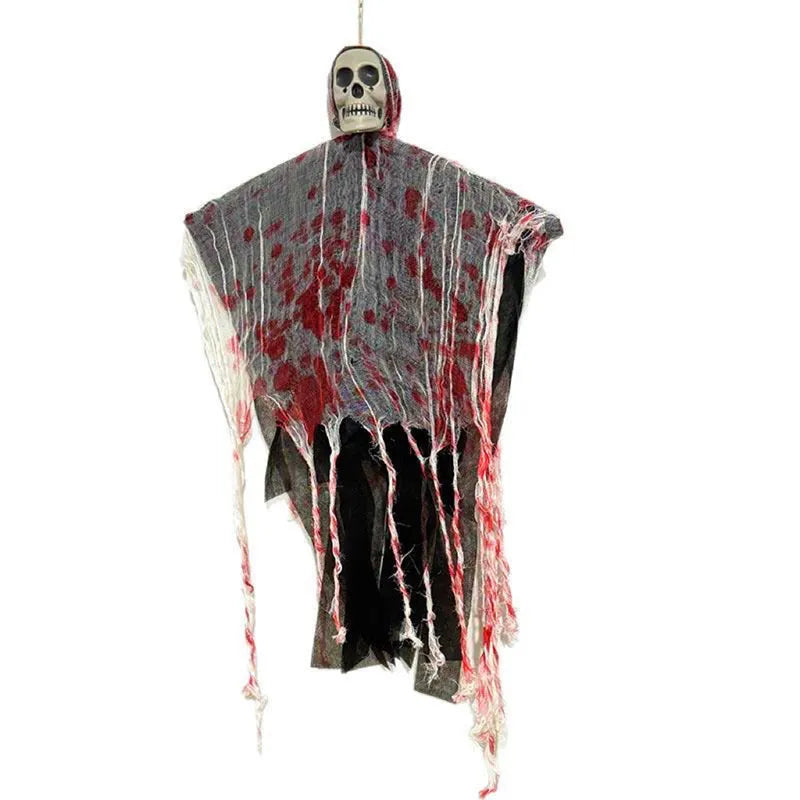 Blood-dyed luminous plastic skull hanging ghost Halloween decoration for outdoor display