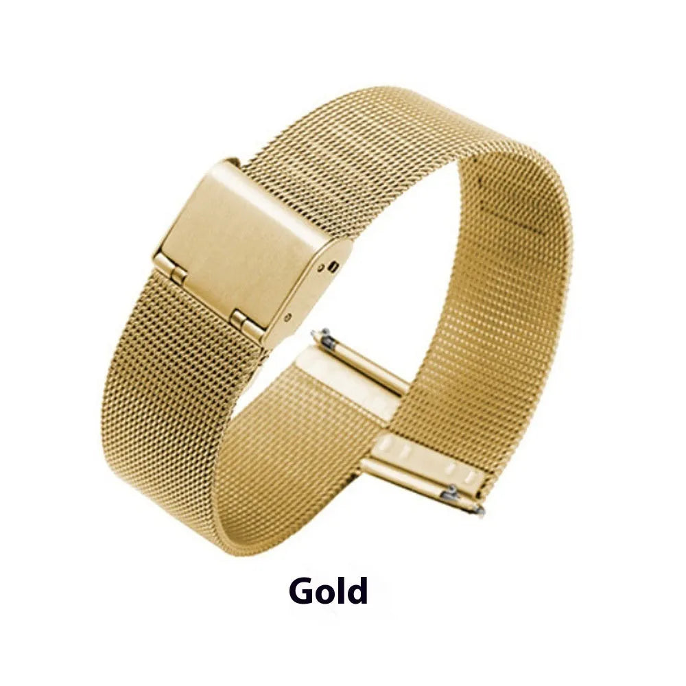 Silk-textured stainless steel watch band in multiple width sizes and metal colours