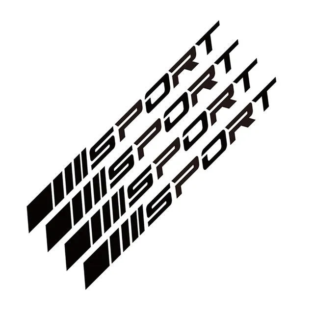 Hollow pattern sports design car rim stickers in black, red, and white colours
