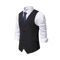 Men's striped suit vest in red black or khaki polyester formal business wear