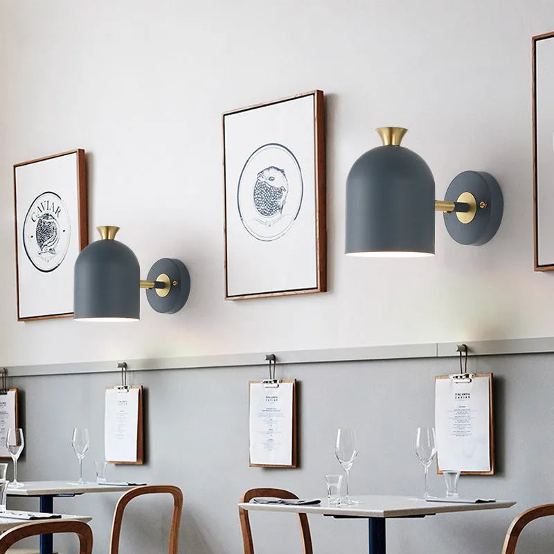 Single-head aluminium wall lamp with LED mirror front in blue, green, pink, or yellow light colour options
