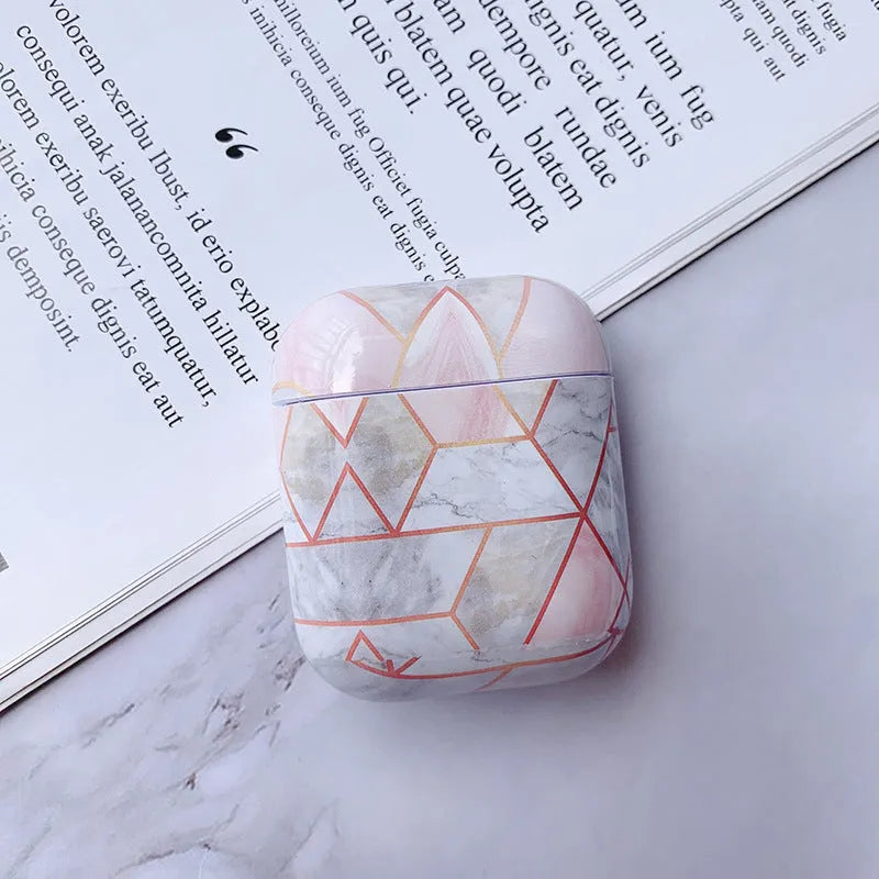 White marble pattern hard PC protective case for Apple AirPods charging box