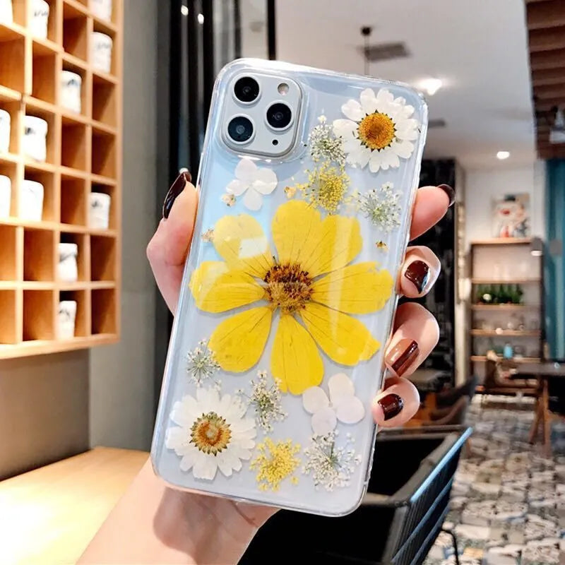 Floral TPU phone case with large flower design for iPhone models