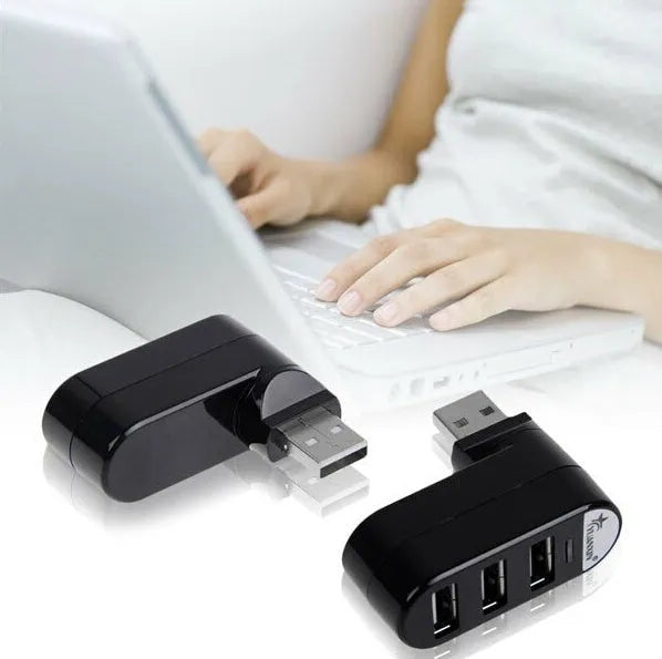 Black and white USB 2.0 hub splitter with multiple expansion ports