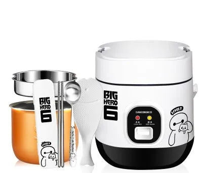 Miniature round rice cooker with mechanical controls and 2L capacity for 1-2 persons