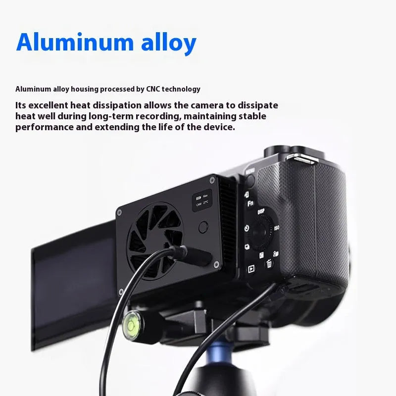 Black aluminium alloy computer cooling radiator with power cord, dimensions 89mm x 52mm x 25.95mm