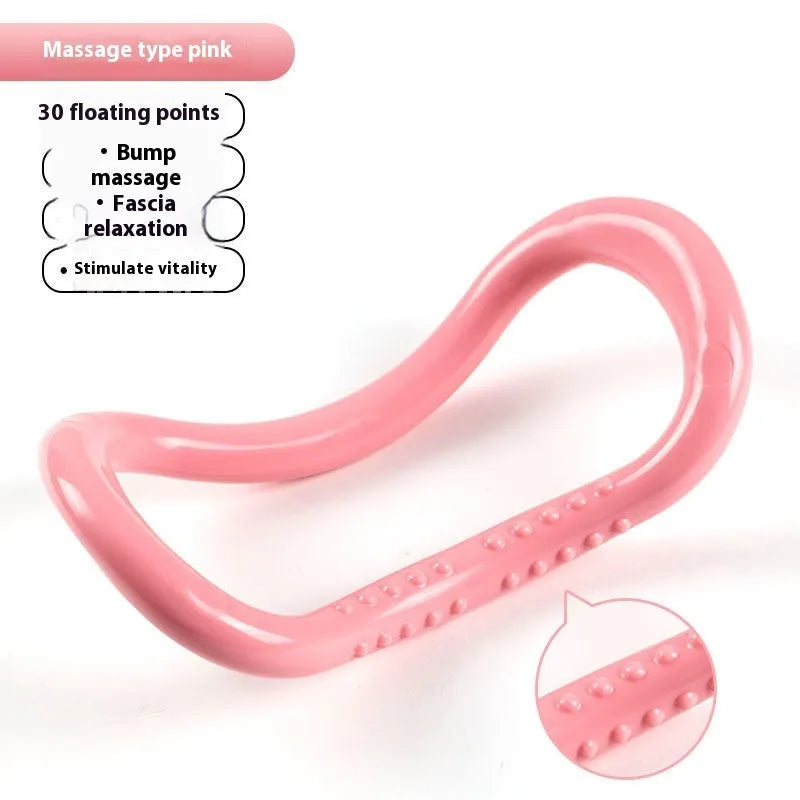 Yoga four-piece fitness set showing leg stretching device, yoga ring, pedal expander and figure eight tension rope