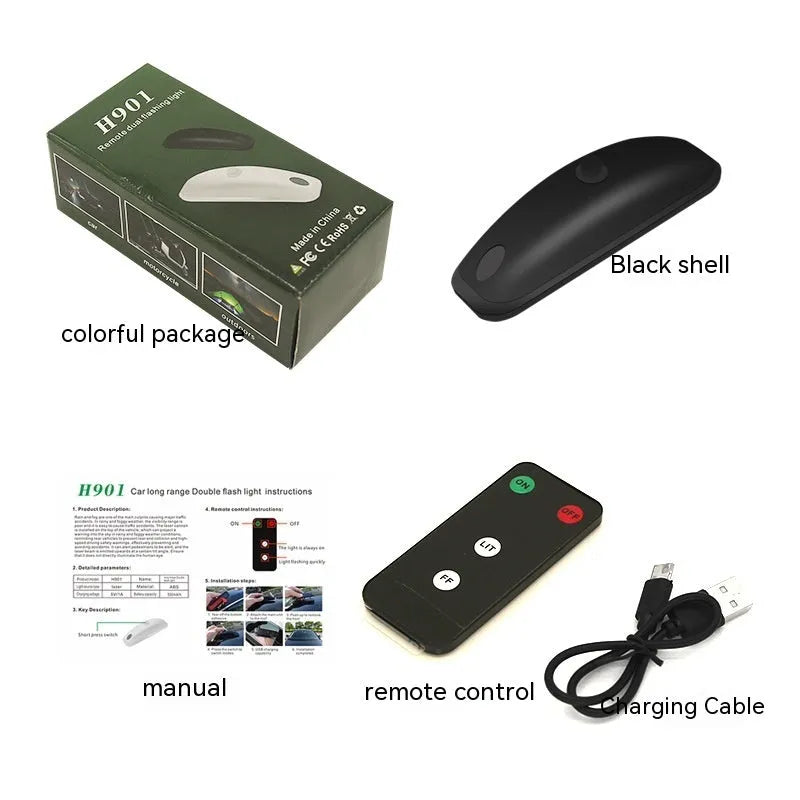 Remote control car strobe light for anti-collision visibility in rain and fog conditions