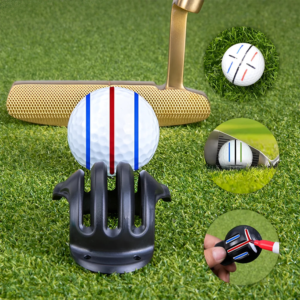 Golf ball scriber alignment tool set with 4 marking pens for putting practice