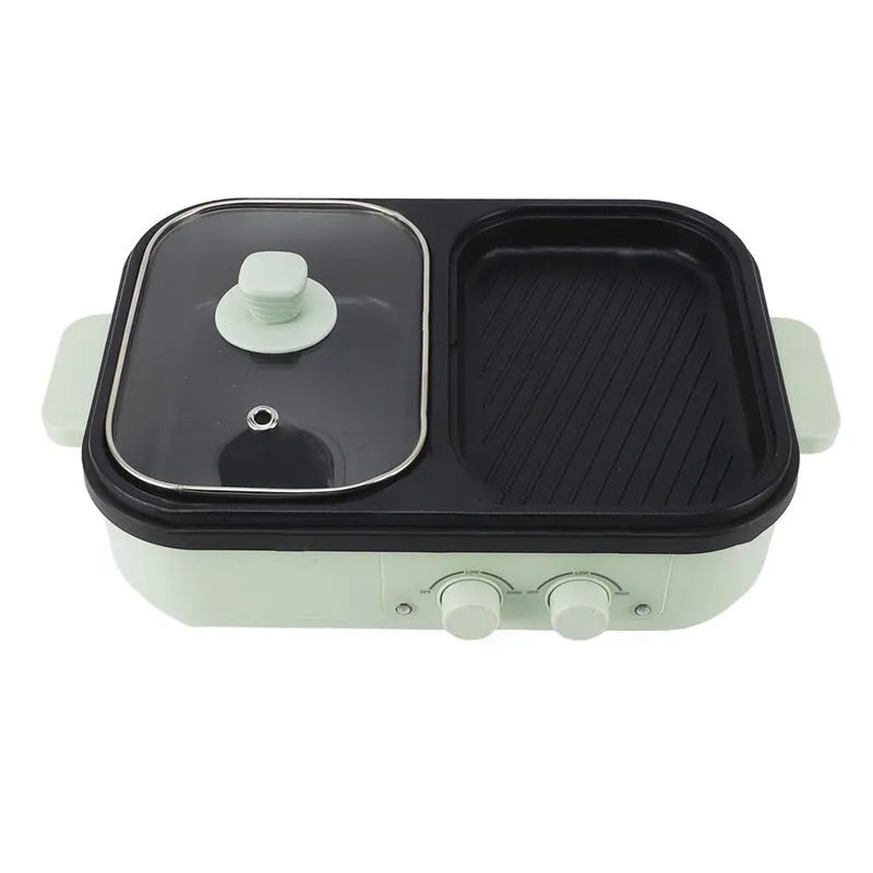 White dual-function electric caldron and frying oven with mechanical controls