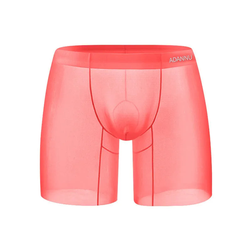 Men's low-rise boxers in orange nylon ice silk fabric