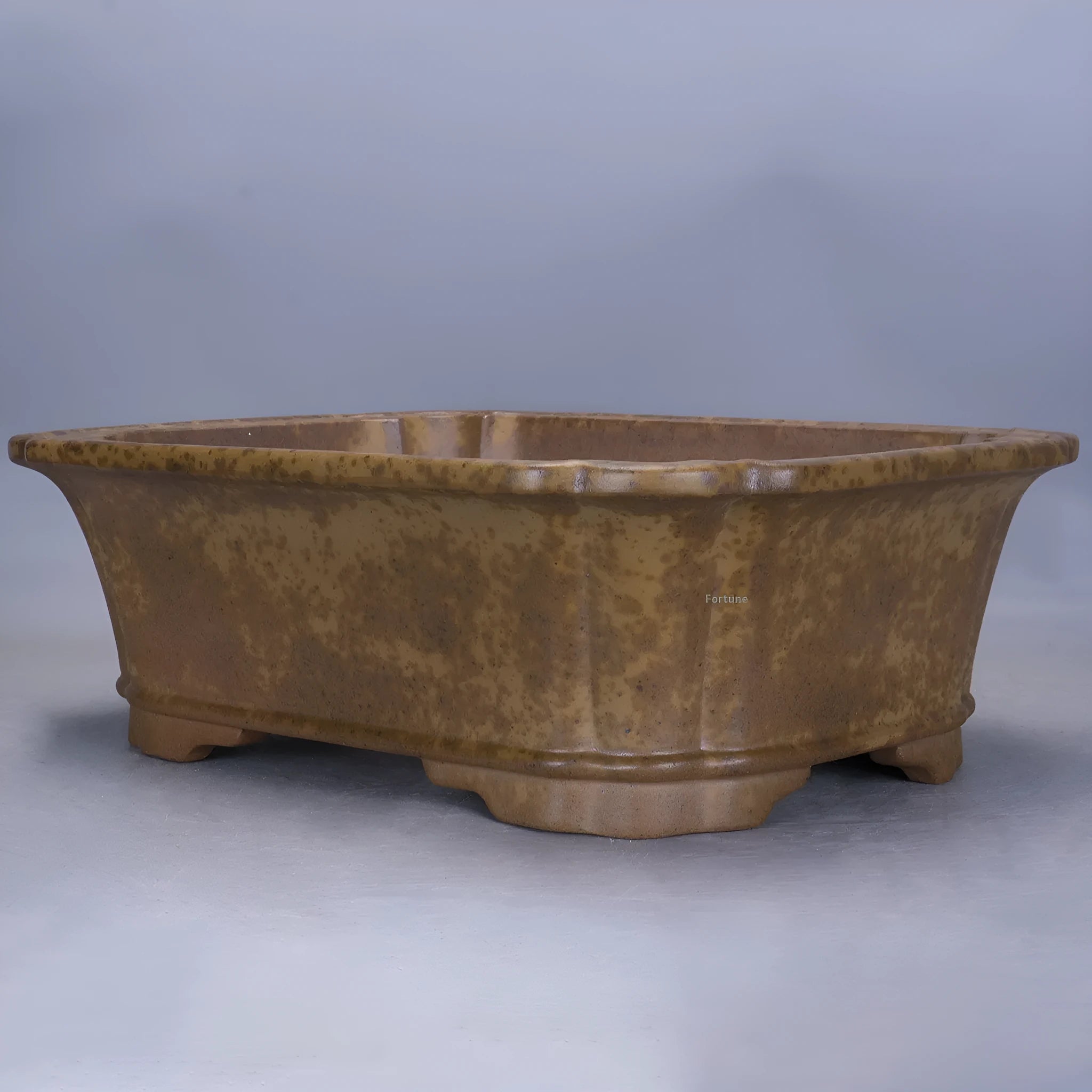 Purple sand ceramic rectangular flowerpot with double pumping angle design for floor placement