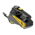 Black vehicle-mounted tyre inflator with digital display showing pressure readings