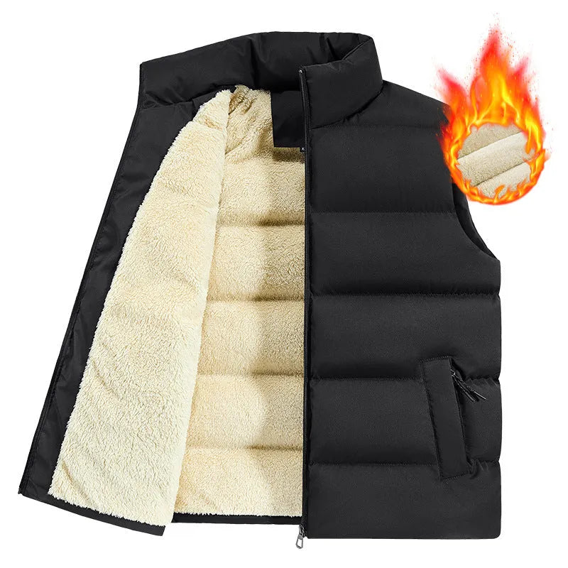 Men's striped lambswool vest in black, dark blue, or red colour options