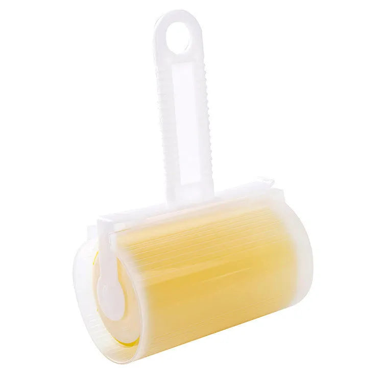 Blue washable reusable lint roller with cover for removing pet hair from clothes.