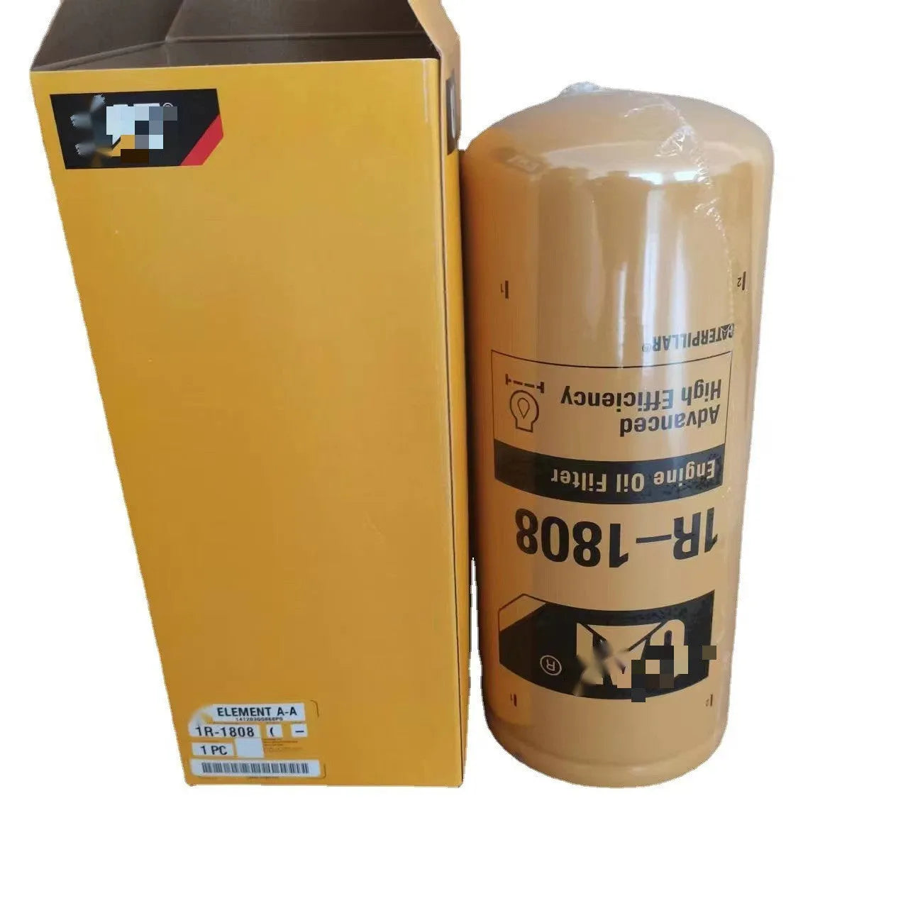Carter brand 1R-1808 metal oil filter element for excavator replacement.