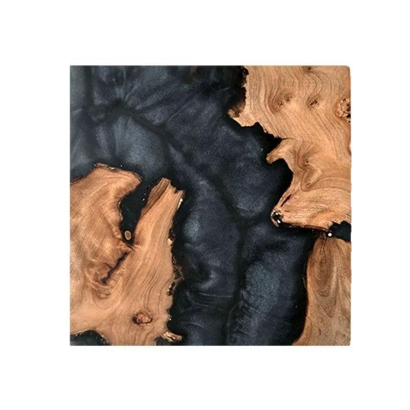 Nordic style wooden tea coaster with heat insulation resin in solid colour