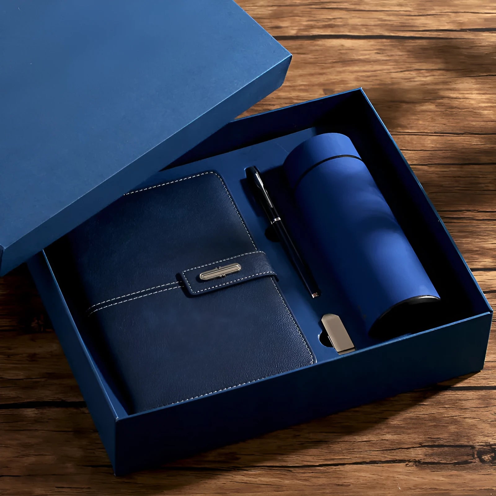 A5 notebook with imitation leather cover in multiple colour options including black, red, green, blue, and orange.