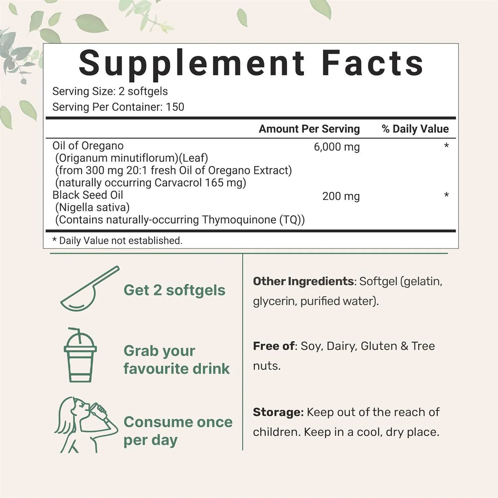 Butter Black Seed Oil Soft Capsules bottle with 180 or 300 tablet label