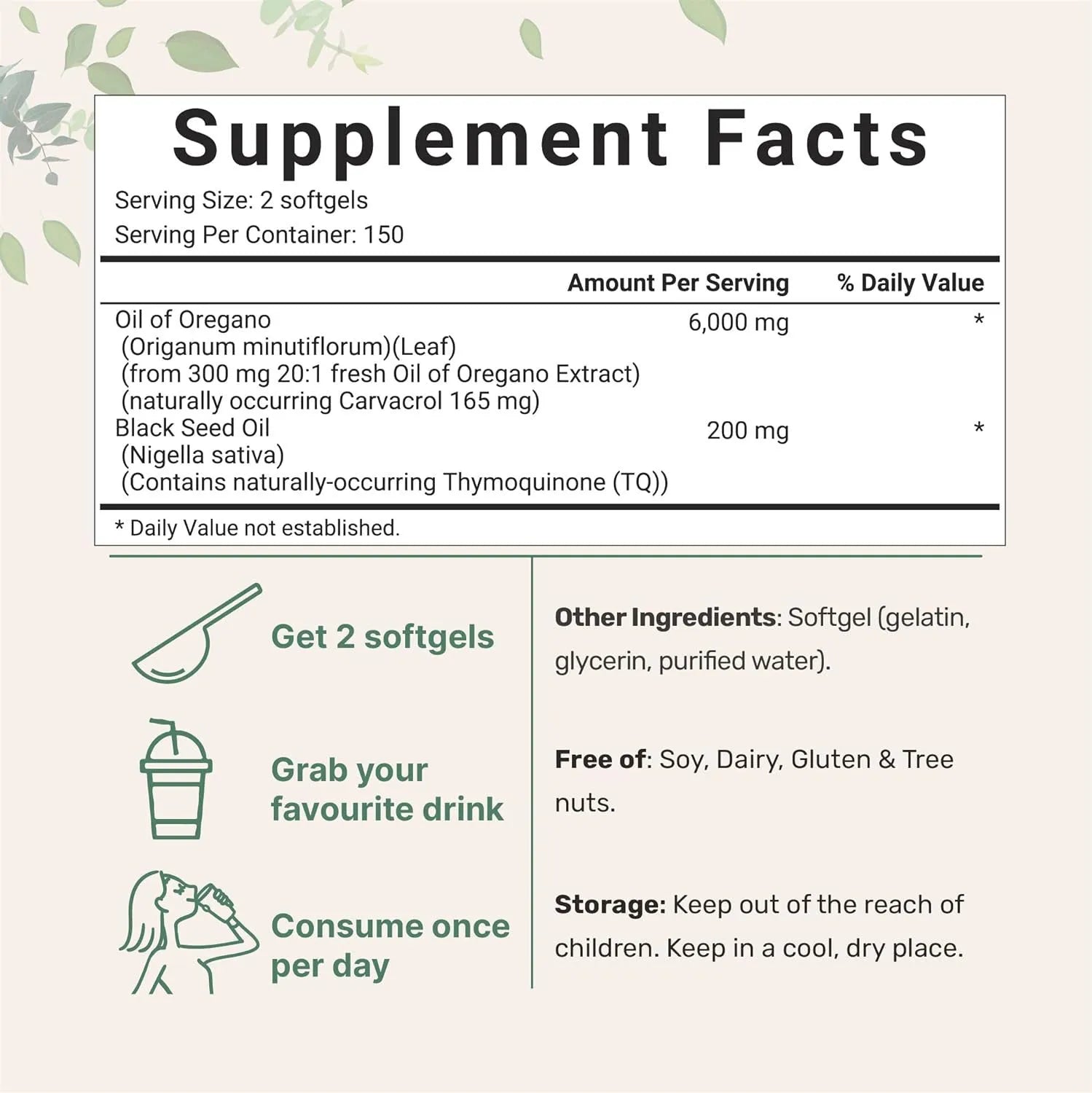 Butter Black Seed Oil Soft Capsules bottle with 180 or 300 tablet label