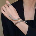 Gold electroplated twisted snake design ring and bracelet set with adjustable fastening
