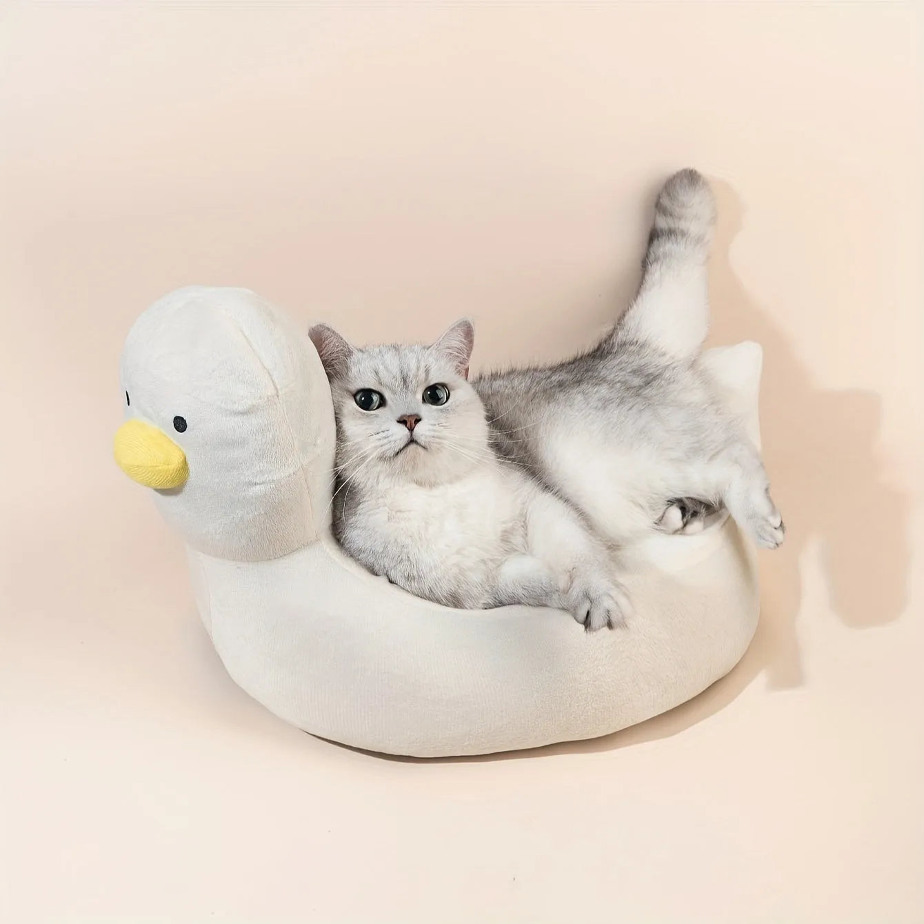 Duck shape fluffy pet bed sofa for small dogs and cats in blue or white colour