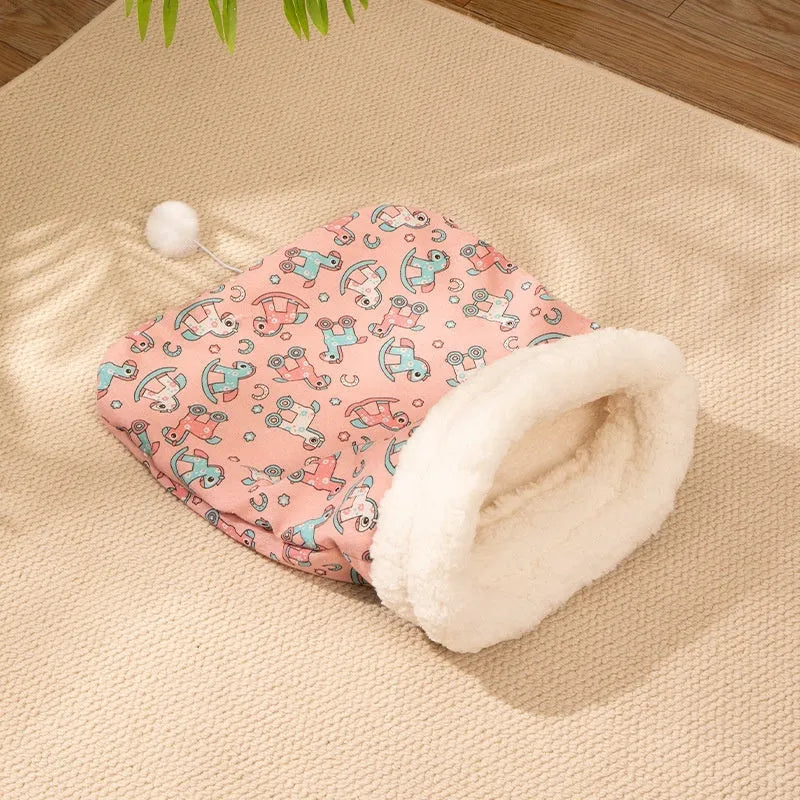 Flannel cat sleeping bag nest pet bed measuring 50cm by 40cm with PP cotton filling