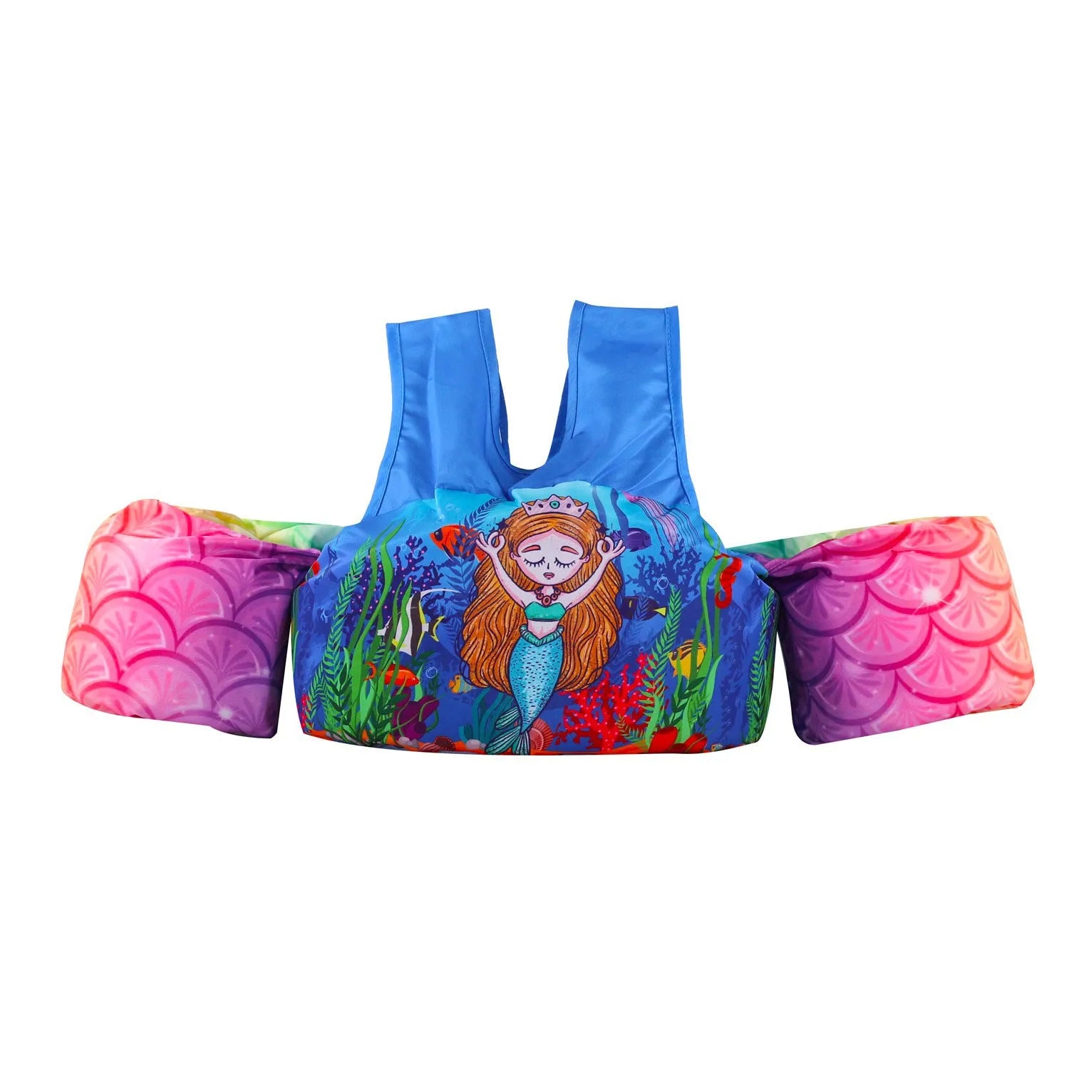 Cartoon children's swimming arm bands with lengthened arm ring design in various patterns including watermelon pineapple and blue crab