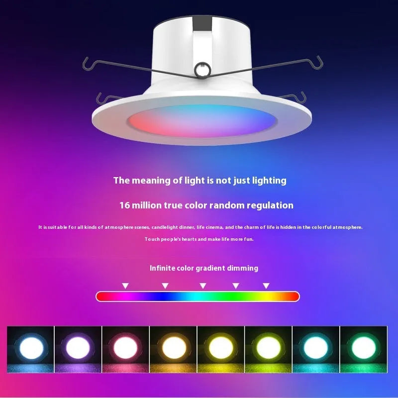 Smart WiFi Bluetooth RGBW colour changing ceiling lamp with remote control on a white background