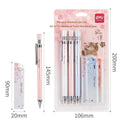 Three Sakura-design automatic pencils with mixed colours and 0.5mm HB refill boxes