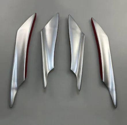 Four-piece carbon fibre pattern bumper blade kit for automotive installation