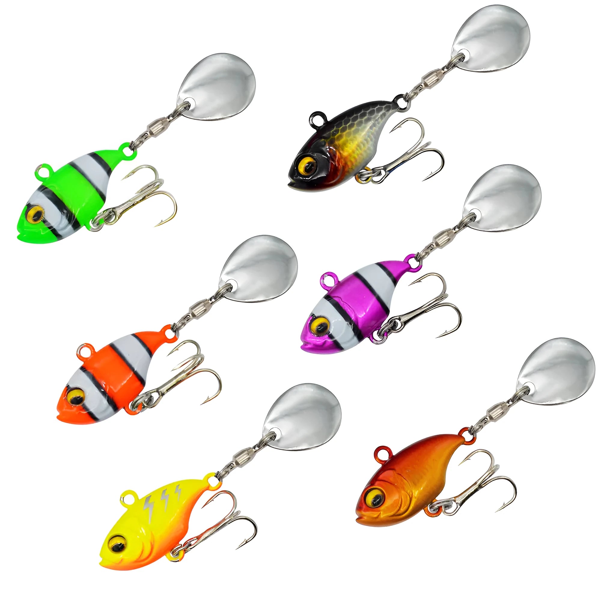 Metal sea fishing lure with rotating sequin in gold colour option