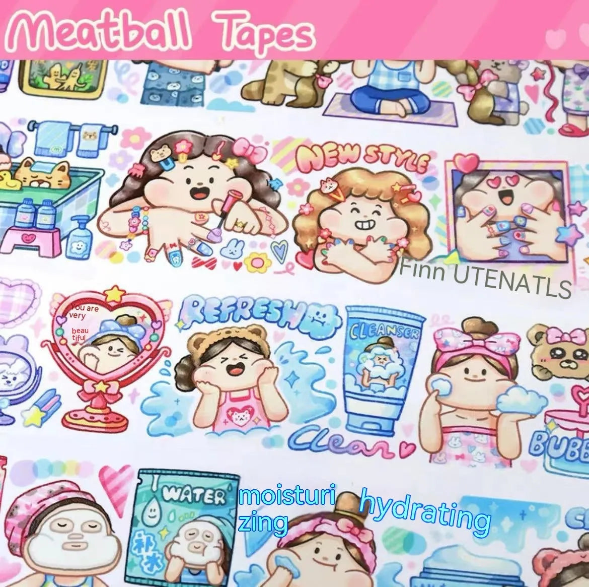 Cartoon character stickers for haemorrhoid tape packaging on Japanese paper