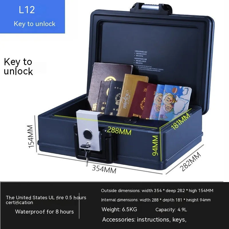 L12 mechanical portable password safe with combination lock for document storage
