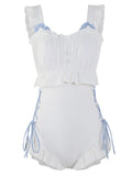 Women's milky white backless one-piece swimsuit made from nylon with polyester lining