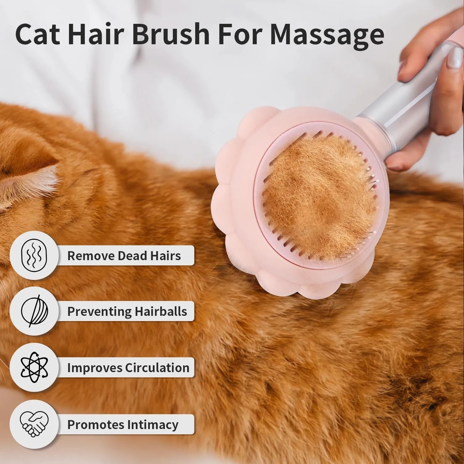 Grey spray cat brush with a release button and water tank for grooming pets.