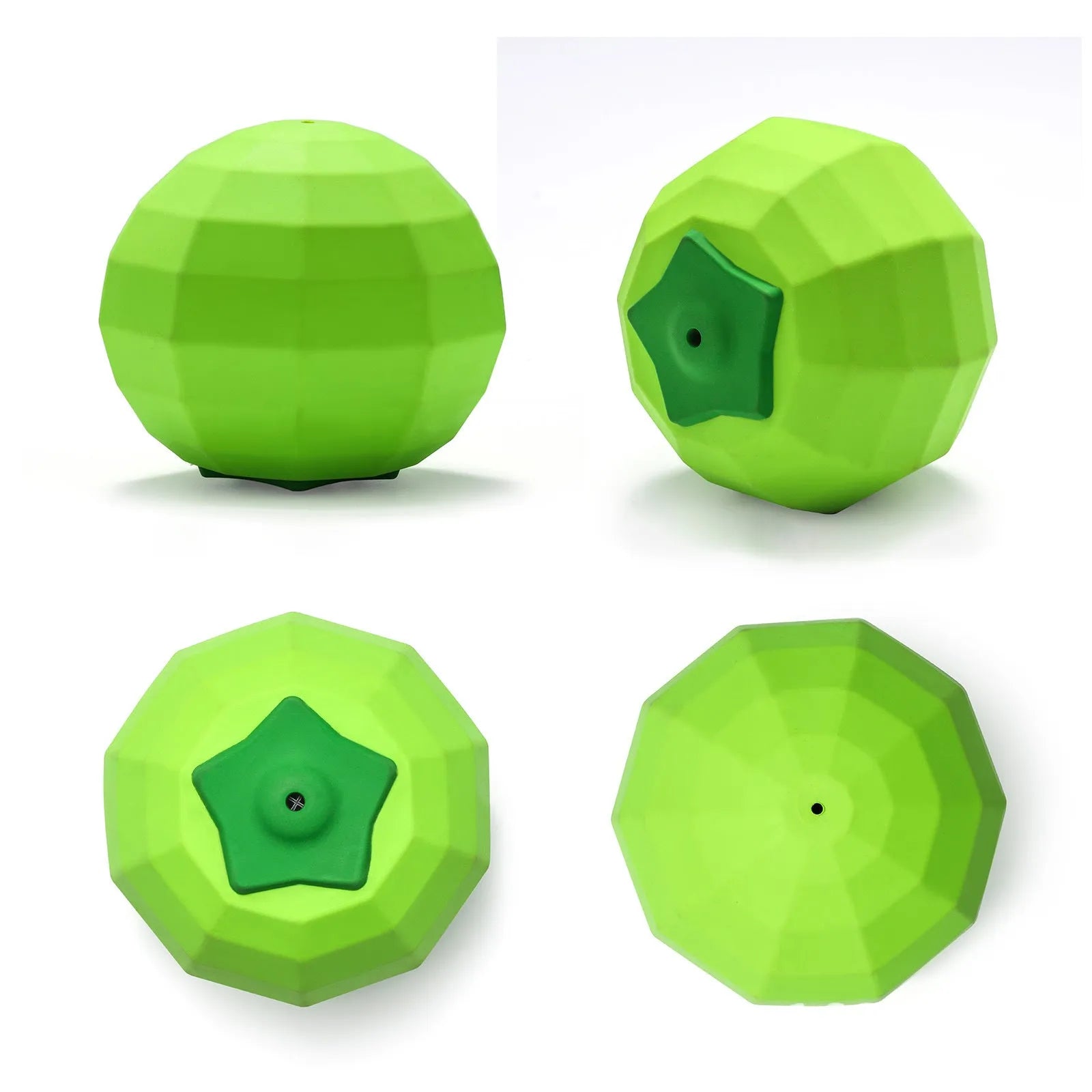 Green natural rubber dog squeaky toy for aggressive chewers