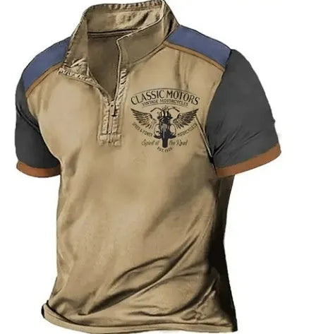 Man wearing a solid colour loose fit polyester golf polo shirt for sports leisure.