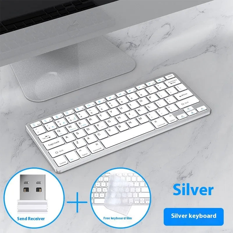 Ultra-thin wireless keyboard and silent mouse combo in black, gunmetal or silver with rechargeable design