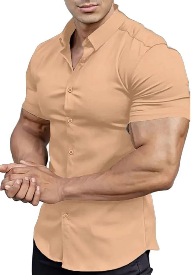 Men's printed short sleeve casual shirt in polyester fibre available in multiple colours and sizes