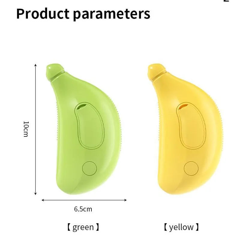 Green rechargeable cat steam brush with silicone paw-shaped bristles for grooming and massage.
