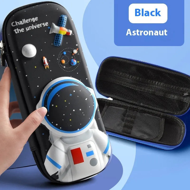 3D leather pencil case with sculpted spaceship design in multiple colour options
