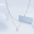 S925 sterling silver double-layer necklace with pearl chain and alloy pendant in silver colour