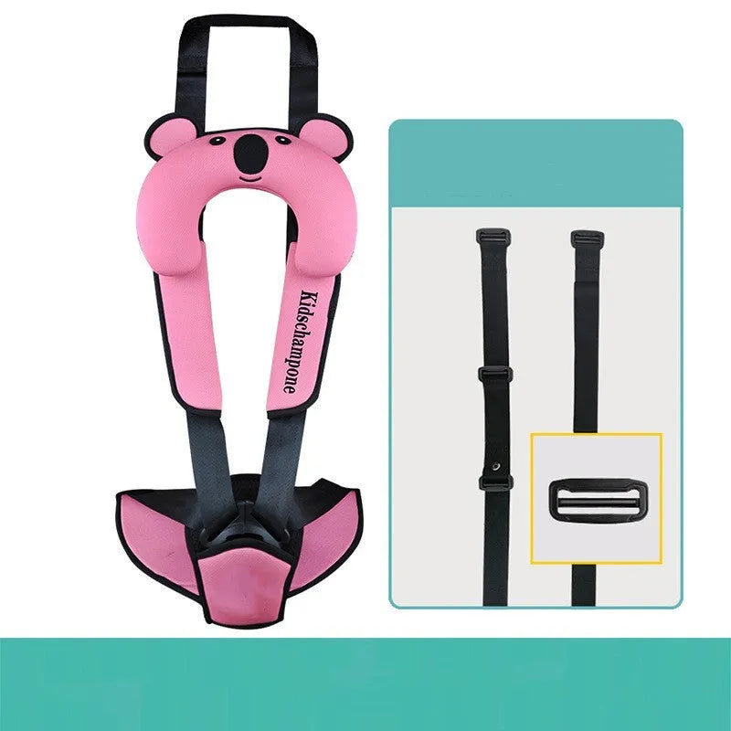 Portable child safety seat belt retainer in polyester construction with dimensions 33x22x9.5cm