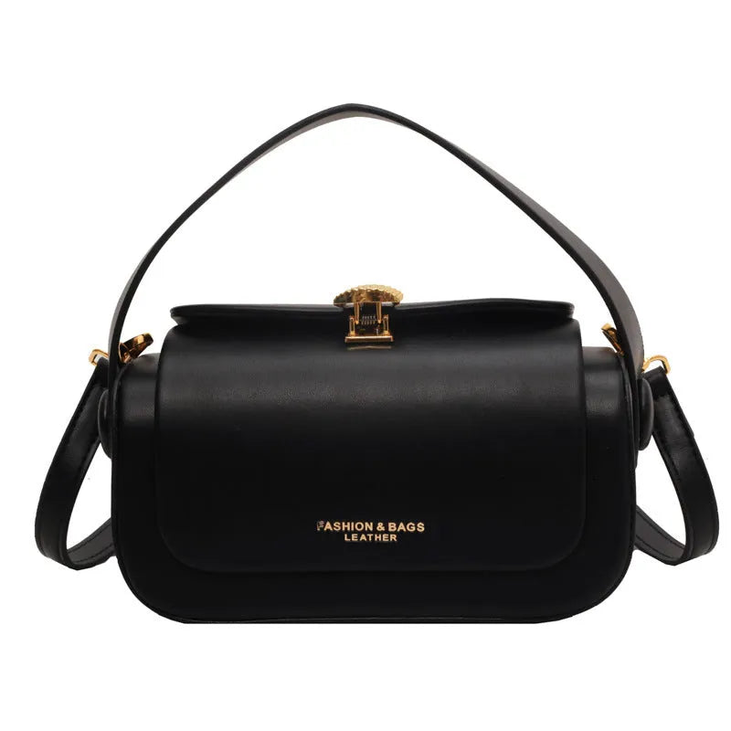 Personalised women's shoulder messenger bag in PU leather with letter detailing, shown in beige colour.