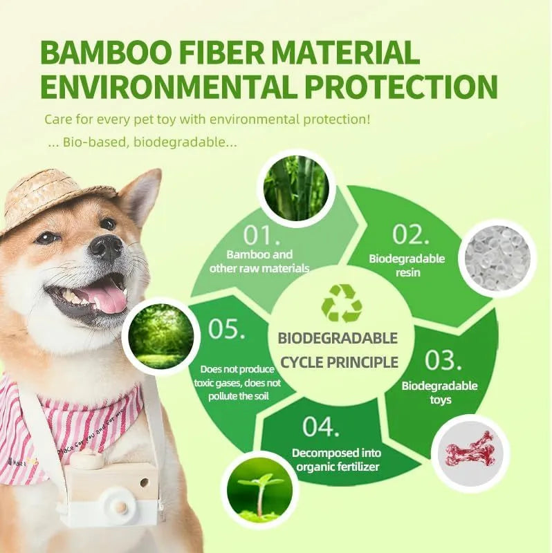 Green and white camouflage pattern natural rubber dog chew toy for large dogs on a wooden floor.